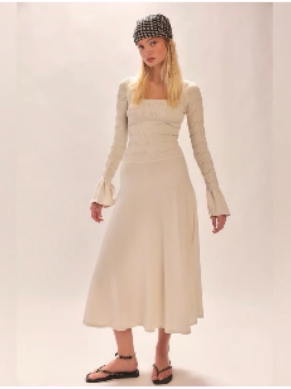 Free People Kiera Midi Dress in Snowing Cream - Size Small